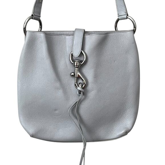 Rebecca Minkoff Megan Feed Bag Genuine Leather Shoulder Crossbody Gray - Picture 4 of 16